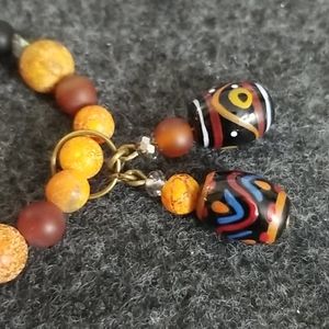 Orange and red agate beaded bracelet